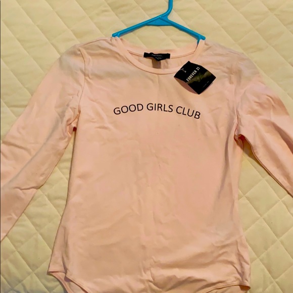 Forever 21 Pink Body Suit w Logo - Picture 1 of 4